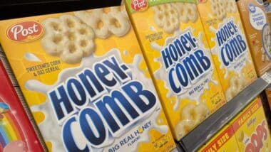 Boxes of Honey Comb Brand Breakfast Cereal Products on Store Shelf at Walmart