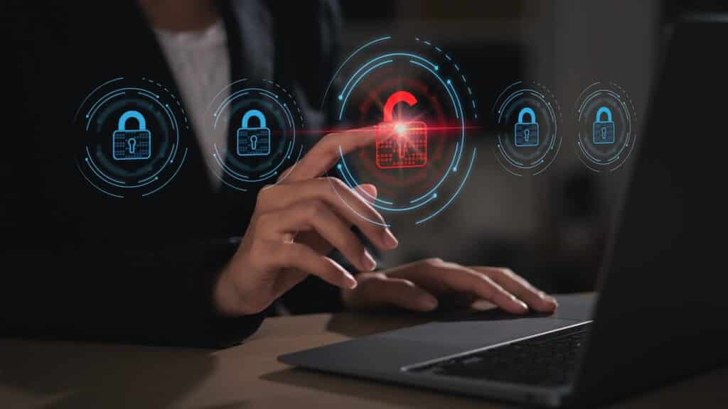 Cyber ​​security risk and data breach concept.