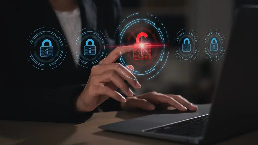 Cyber ​​security risk and data breach concept.