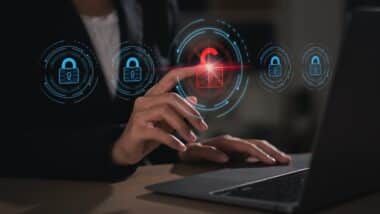 Cyber ​​security risk and data breach concept.