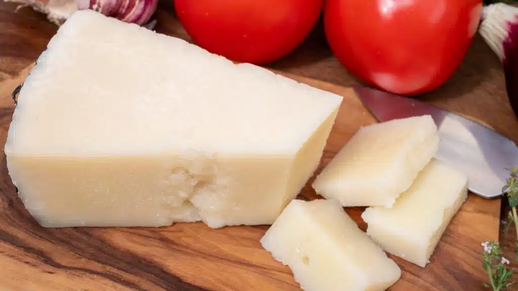 Pieces of matured pecorino romano