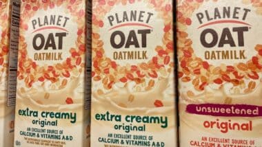 Grocery store Planet Oat Oat Milk on dairy shelf