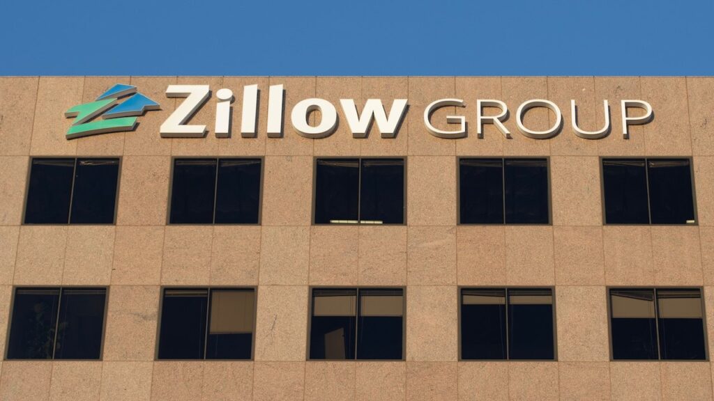 Zillow Group sign is seen at its office in Irvine, California