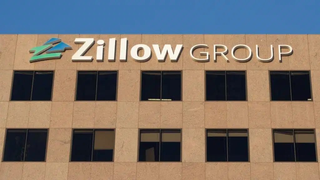 Zillow Group sign is seen at its office in Irvine, California