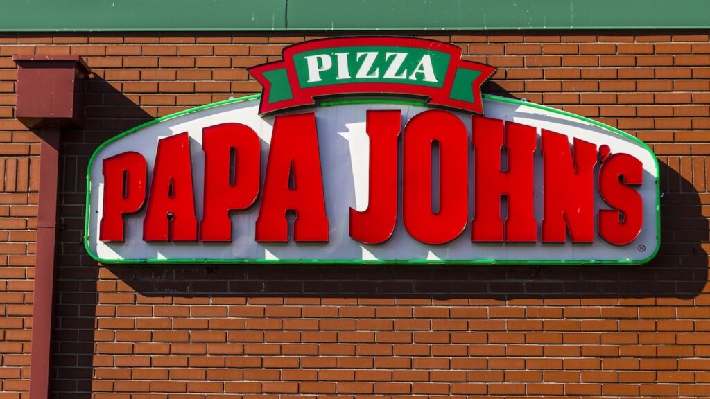 Papa John's Take-Out Pizza Restaurant sign