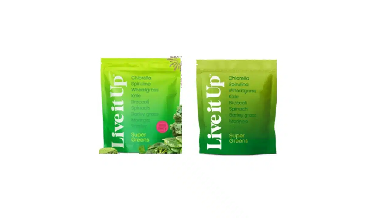 Live it Up-brand Super Greens dietary supplement powder