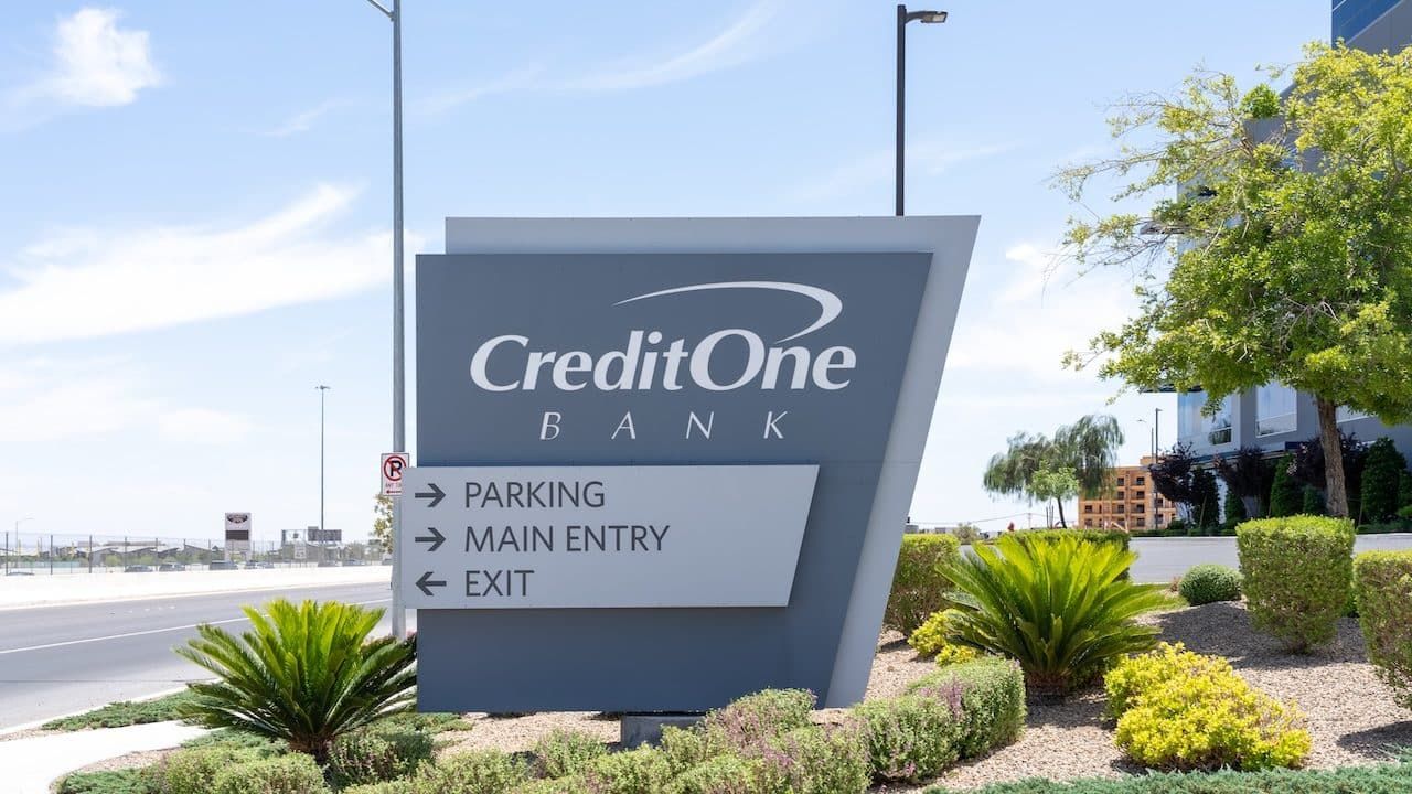 Credit One Bank sign at the headquarters in Las Vegas, Nevada, United States