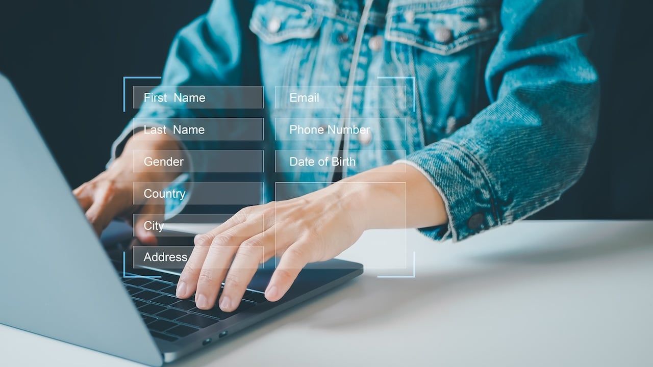 register your personal data details information, fill online form with name, email, phone number and date of birth for registration