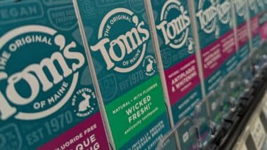 The Original Tom's Of Maine Toothpaste Boxes Packages on Shelf at Whole Foods