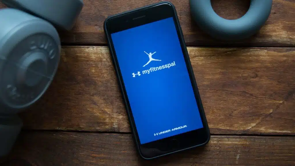 Smartphone with mobile application MyFitnessPal