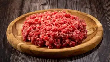 Raw ground beef ready for preparation.