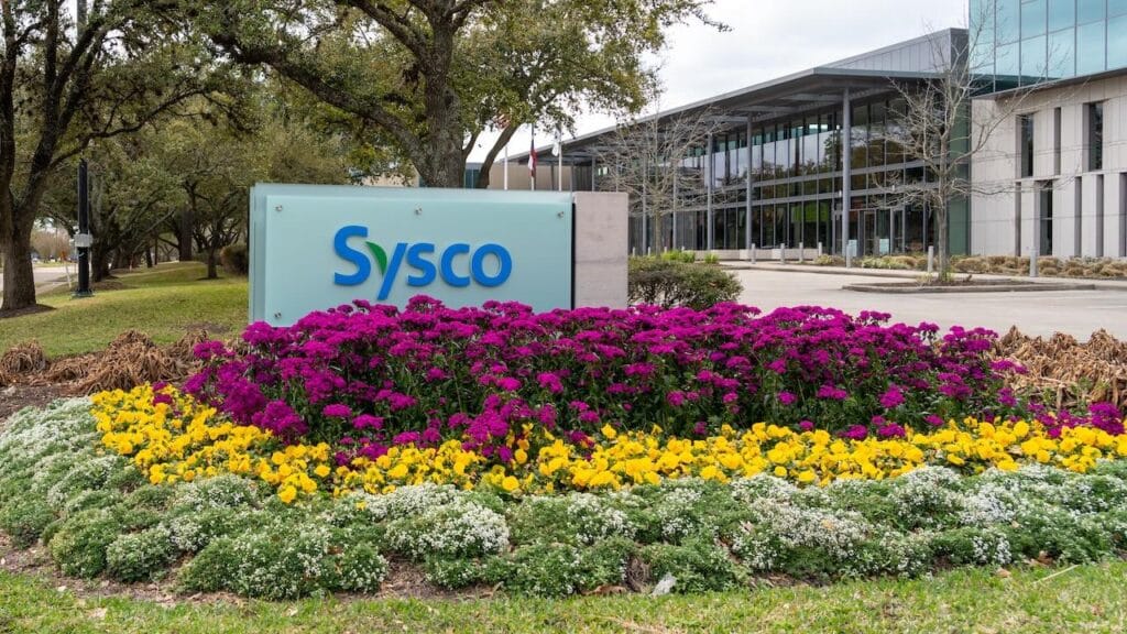 Sysco’s sign at its headquarters in Houston, Texas, USA.