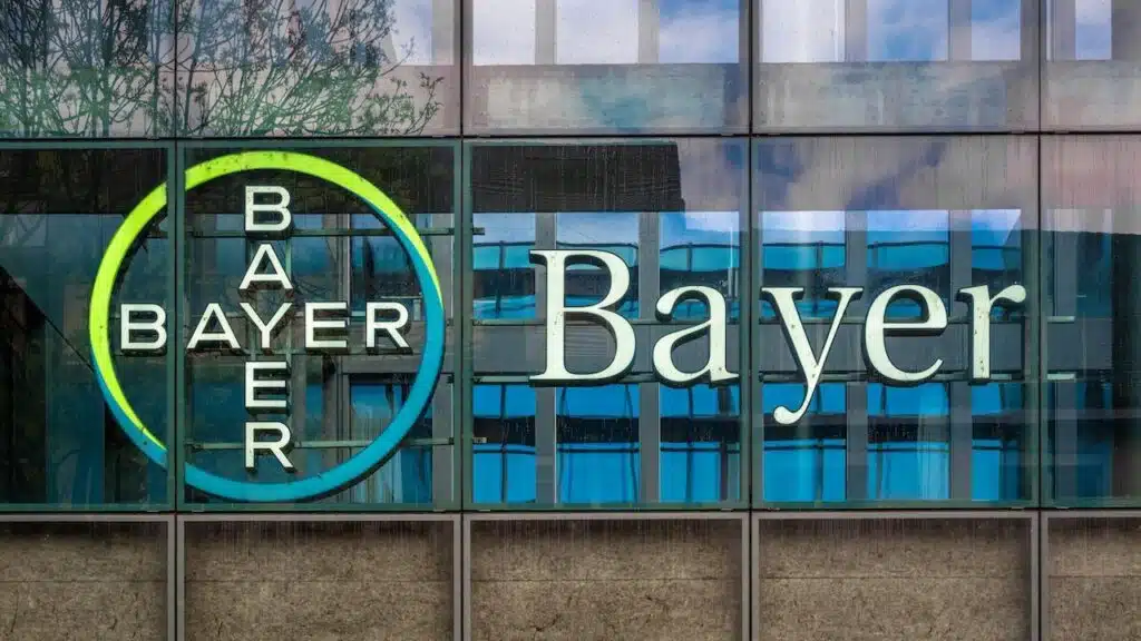 Bayer AG sign on corporate building