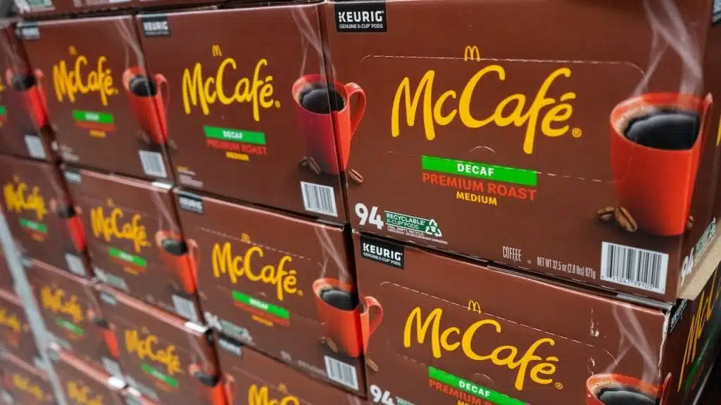 McDonald's McCafe brand coffee Keurig k-cup pods variety boxes on the shelf in a Sam's Club supermarket