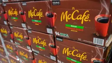 McDonald's McCafe brand coffee Keurig k-cup pods variety boxes on the shelf in a Sam's Club supermarket