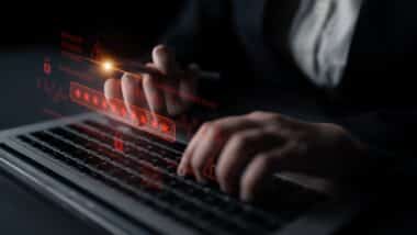 Password security breach warning with red asterisk box, cybersecurity alert, lock icons, and critical vulnerability signals in digital system