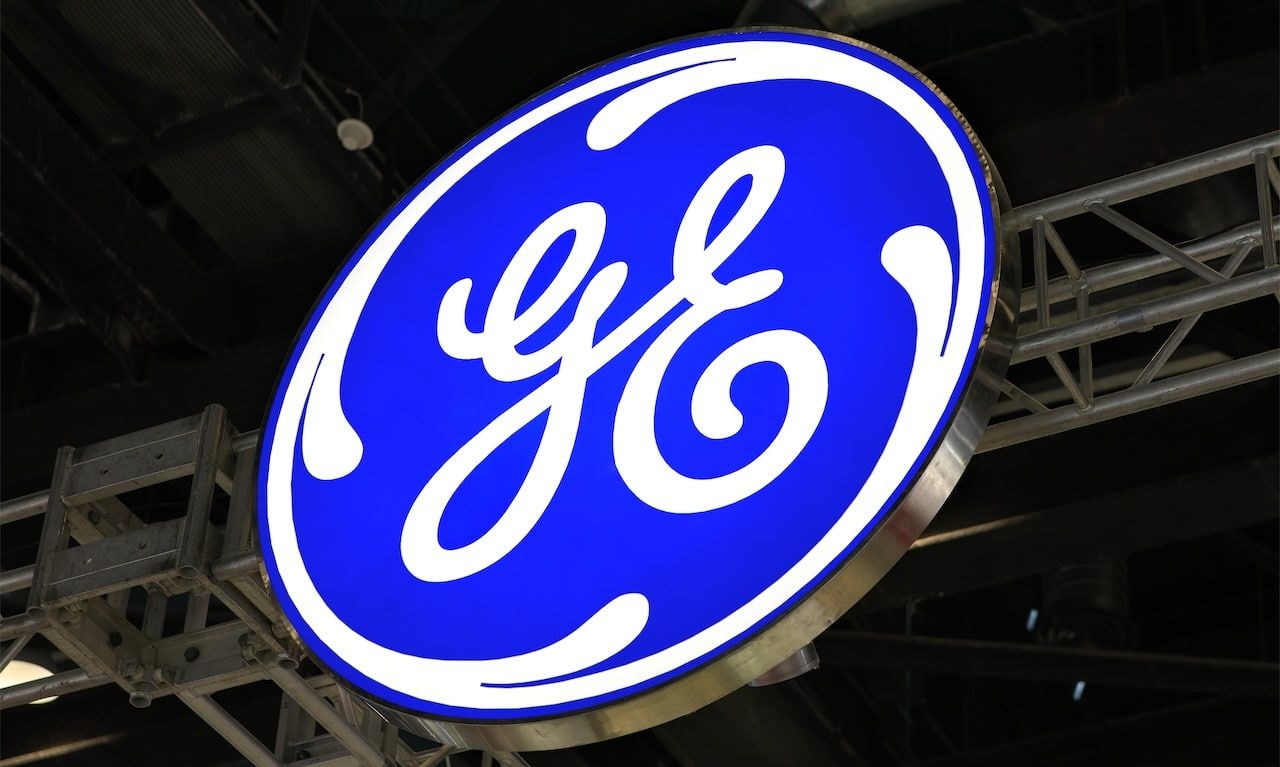 General Electric brand sign.