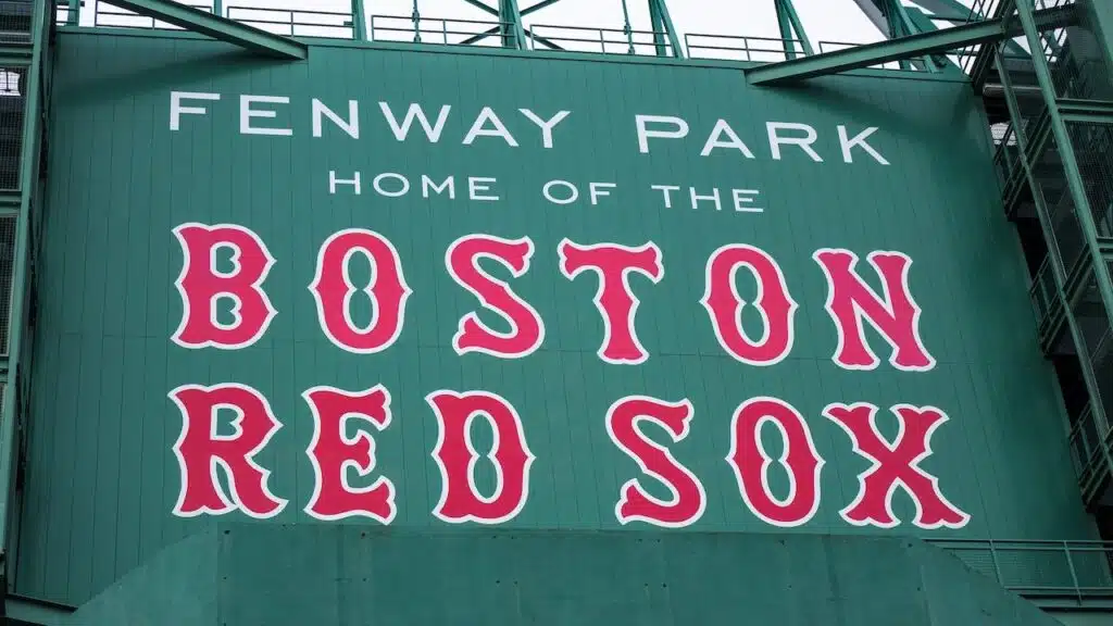 The historic architecture of the Fenway Park stadium in Boston, MA, USA,