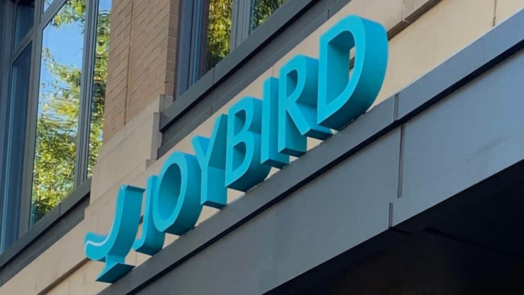 JOYBIRD retail brand logo sign at store entrance