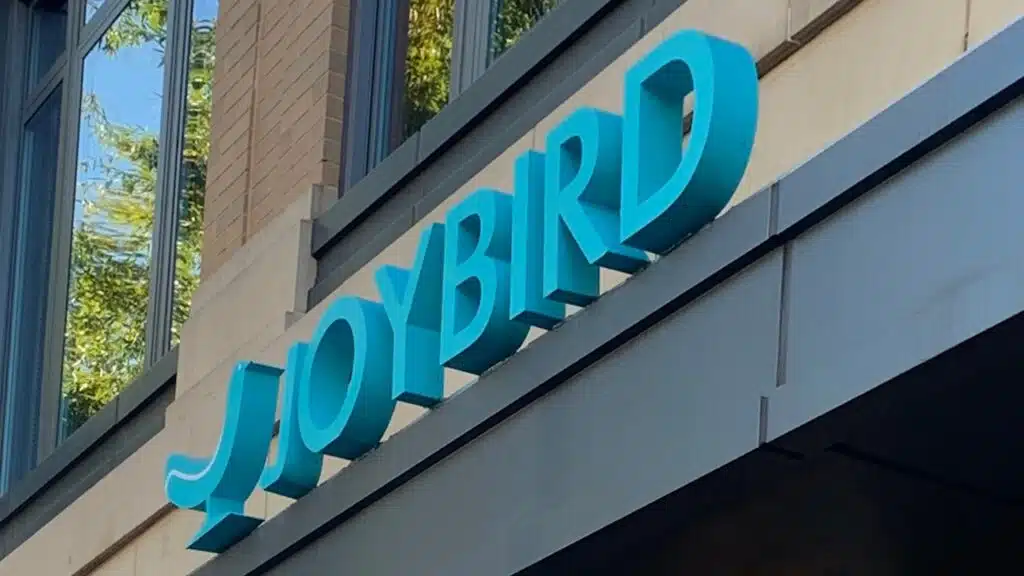 JOYBIRD retail brand logo sign at store entrance