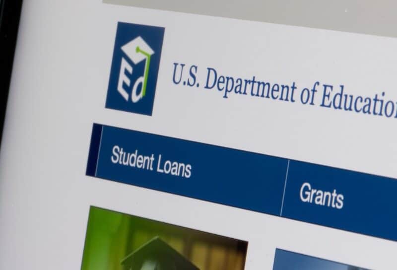 Website homepage of the U.S. Department of Education is seen on a laptop computer.