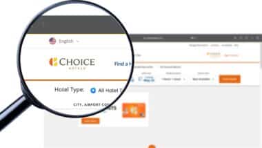 Illustrative Editorial of choice hotels website homepage.