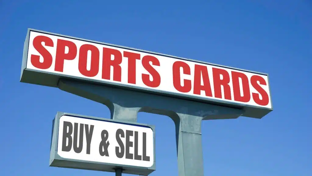Sports cards hobby buy and sell sign