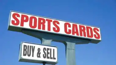 Sports cards hobby buy and sell sign