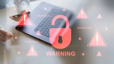 Critical Cybersecurity Breach Warning with Data Protection Risks.