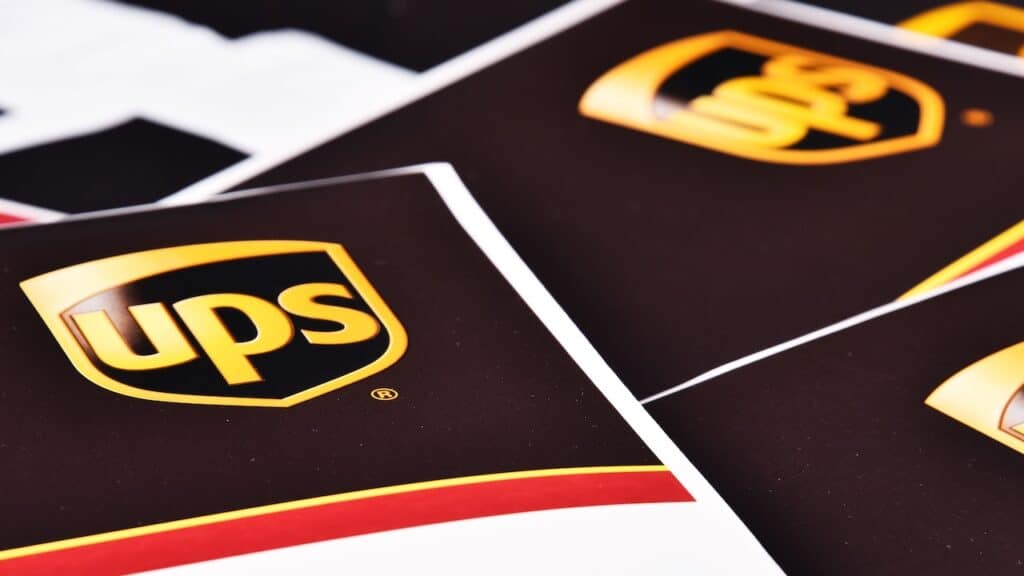 Envelopes of United Parcel Service or UPS, the world's largest package delivery company