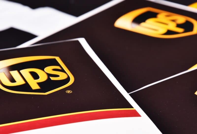Envelopes of United Parcel Service or UPS, the world's largest package delivery company