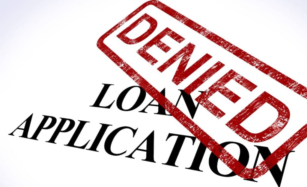 Loan Application Denied Stamp Showing Credit Rejected