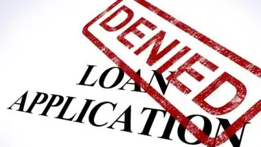 Loan Application Denied Stamp Showing Credit Rejected