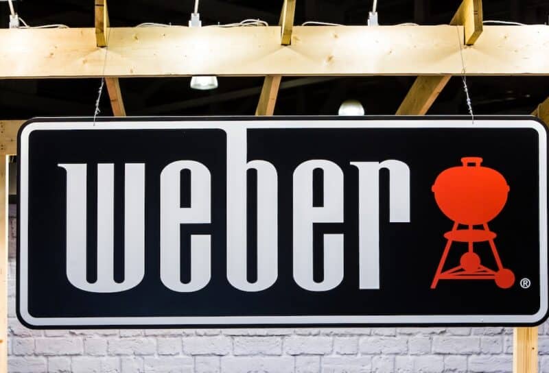 Weber logo company sign printed.