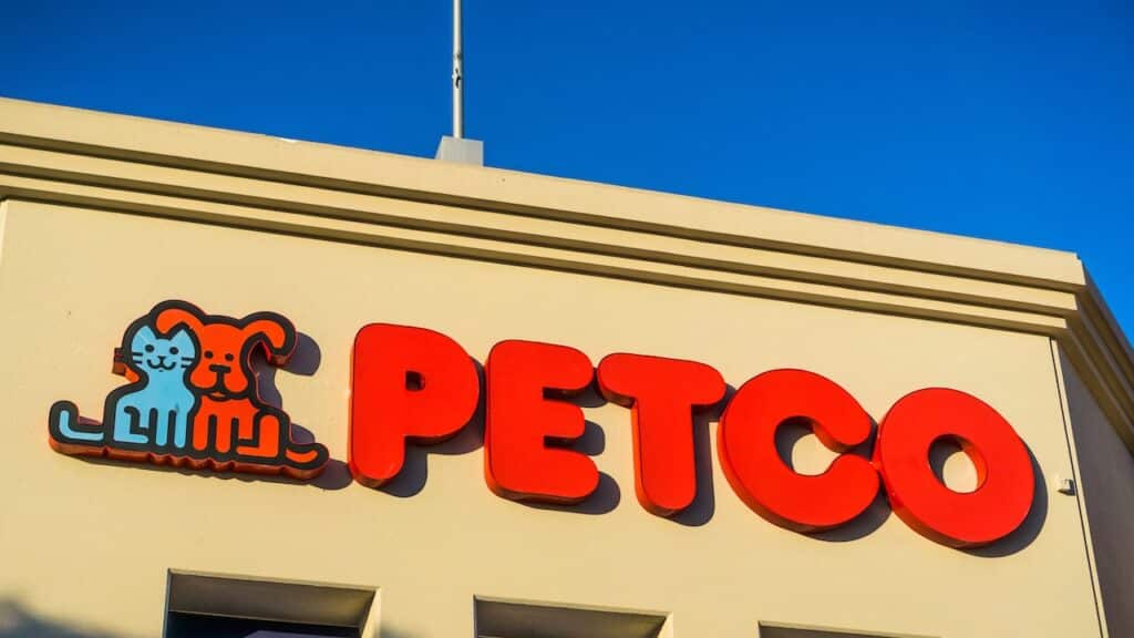 Petco logo above the entrance to one of the stores in San Francisco bay area