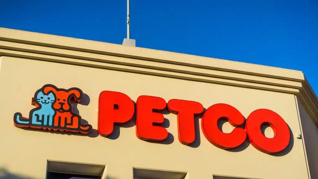 Petco logo above the entrance to one of the stores in San Francisco bay area