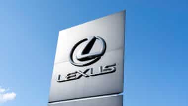 Lexus pylon sign outside a car dealership