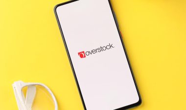 Overstock logo on phone screen