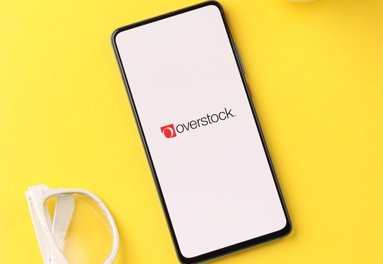 Overstock logo on phone screen