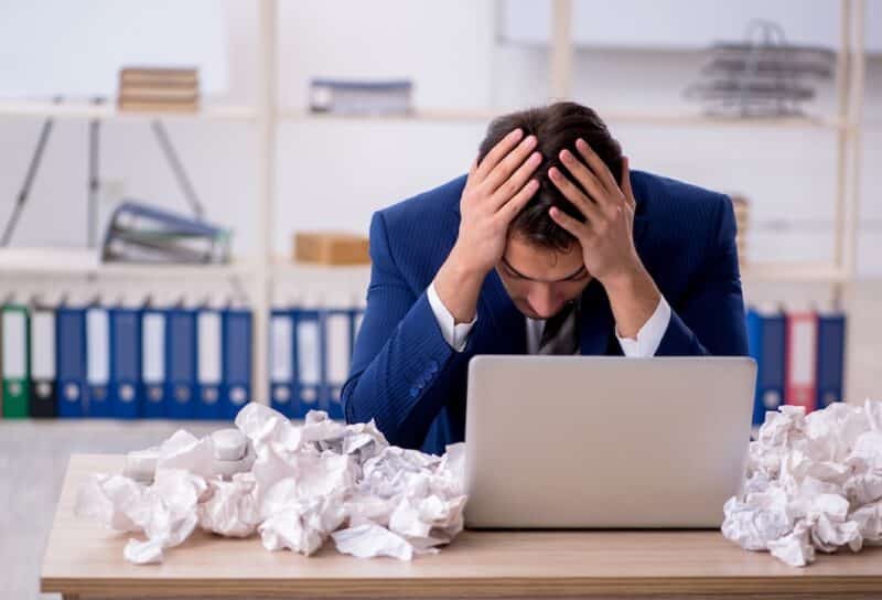 Young male employee in rejected ideas concept