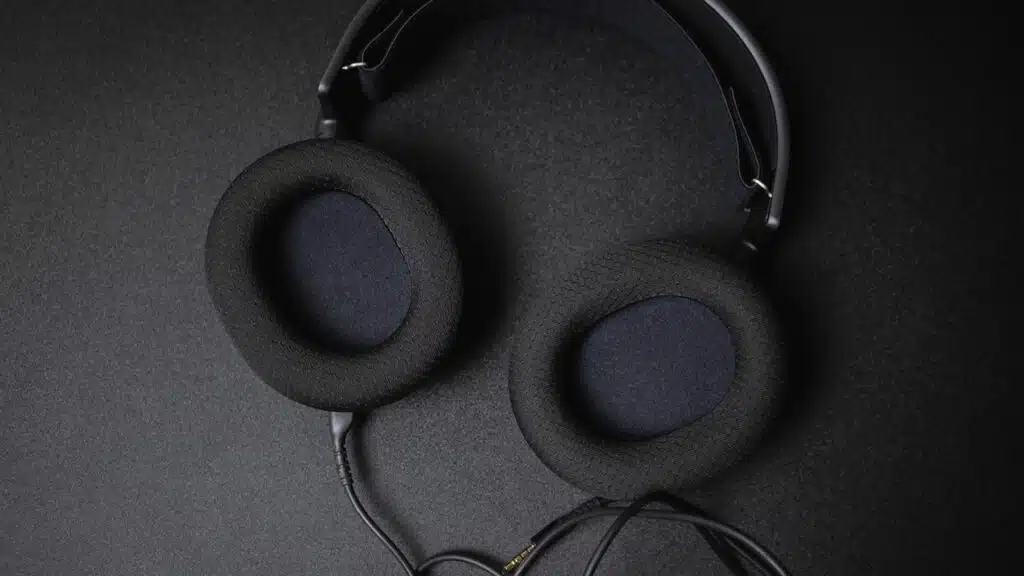 The black gaming headphone features earpad mesh for added comfort and high quality photo