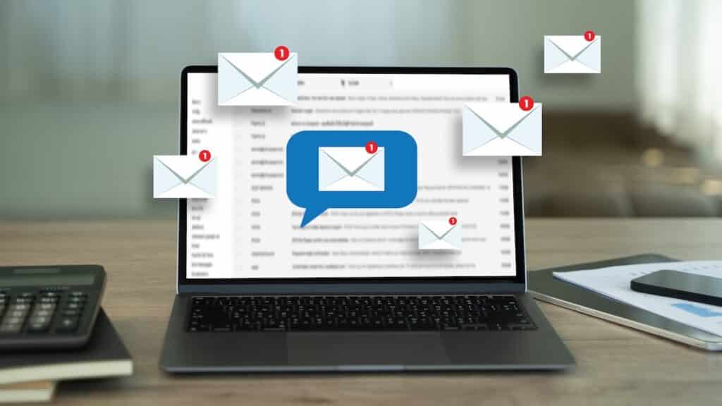 email with laptop on internet information from spam mail See less