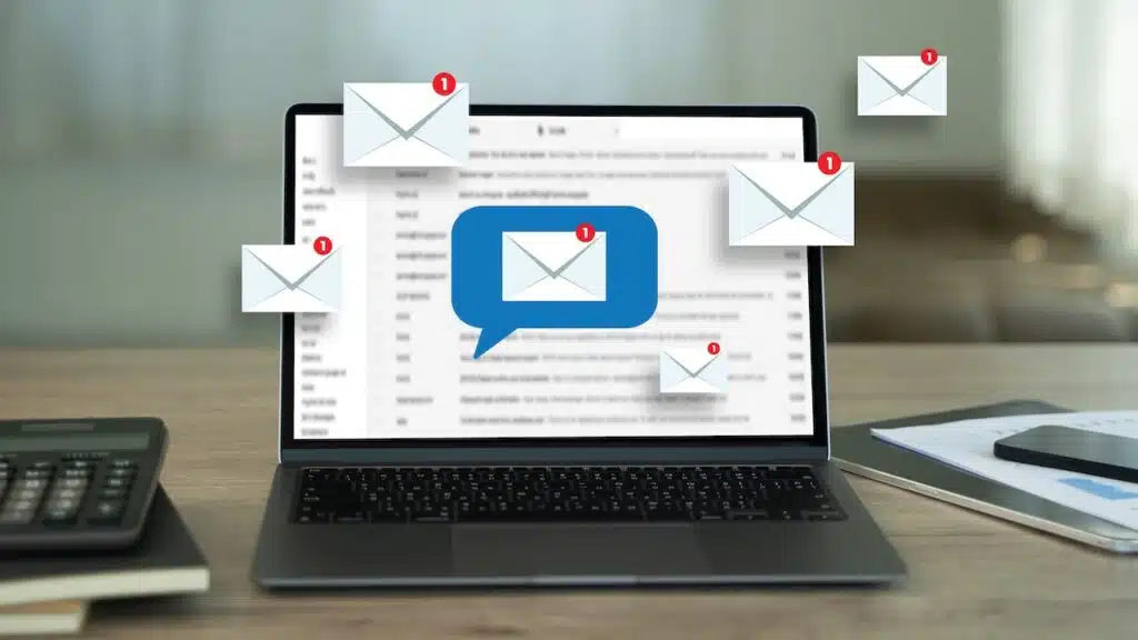 email with laptop on internet information from spam mail See less