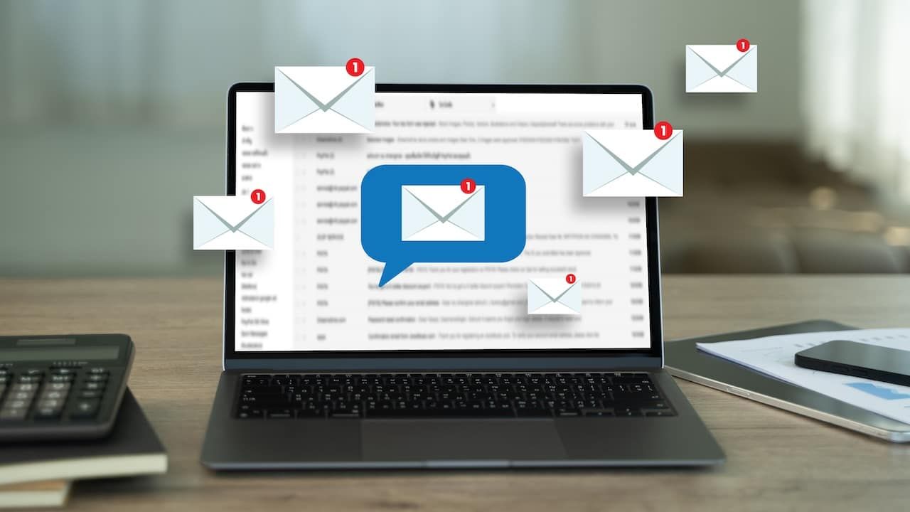 email with laptop on internet information from spam mail See less