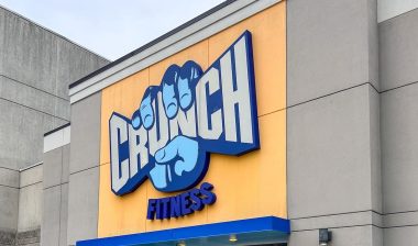 Exterior of Crunch Fitness gym showing entrance