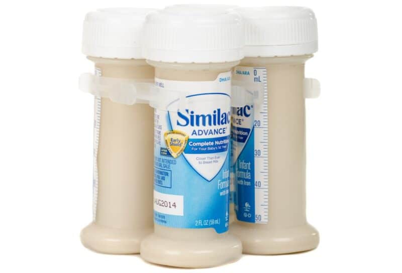 Image of pre-made Similac infant formula in two ounce bottles.