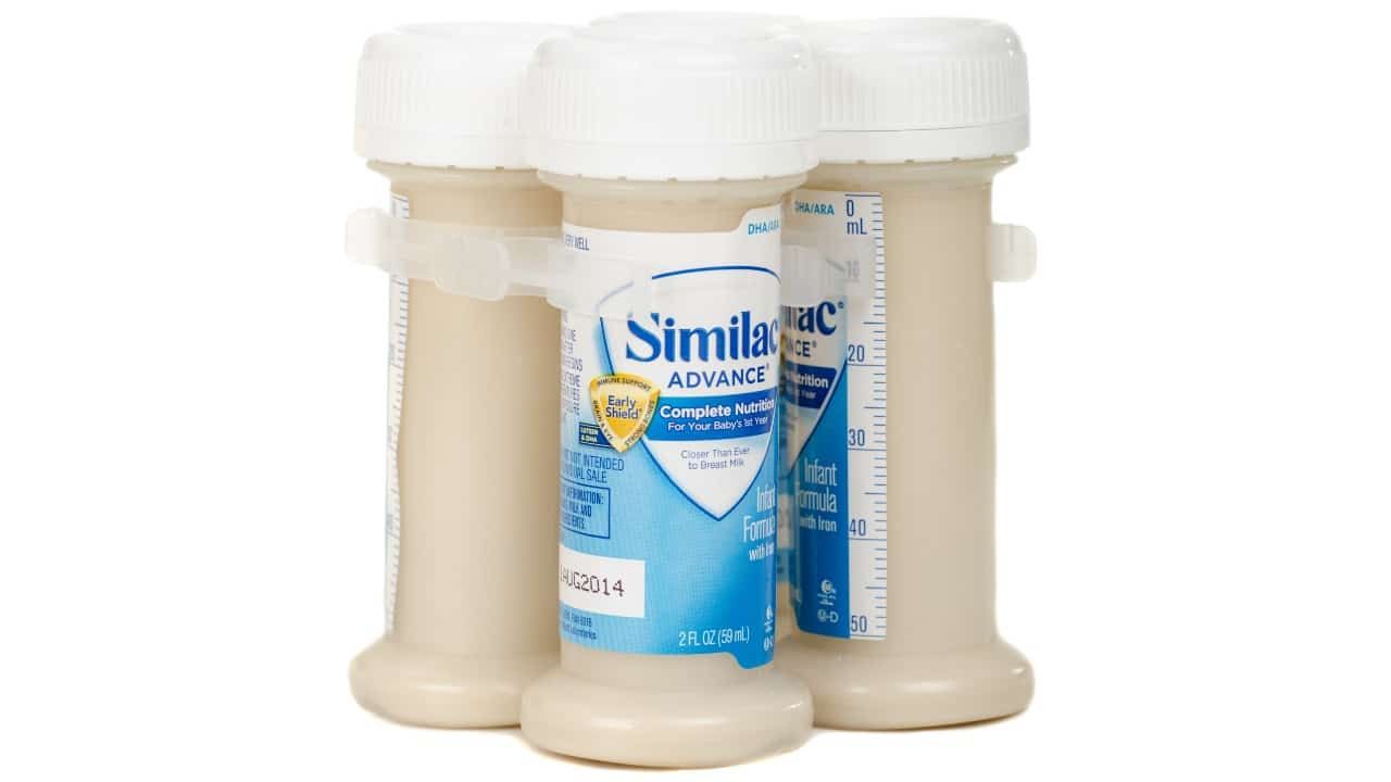 Image of pre-made Similac infant formula in two ounce bottles.