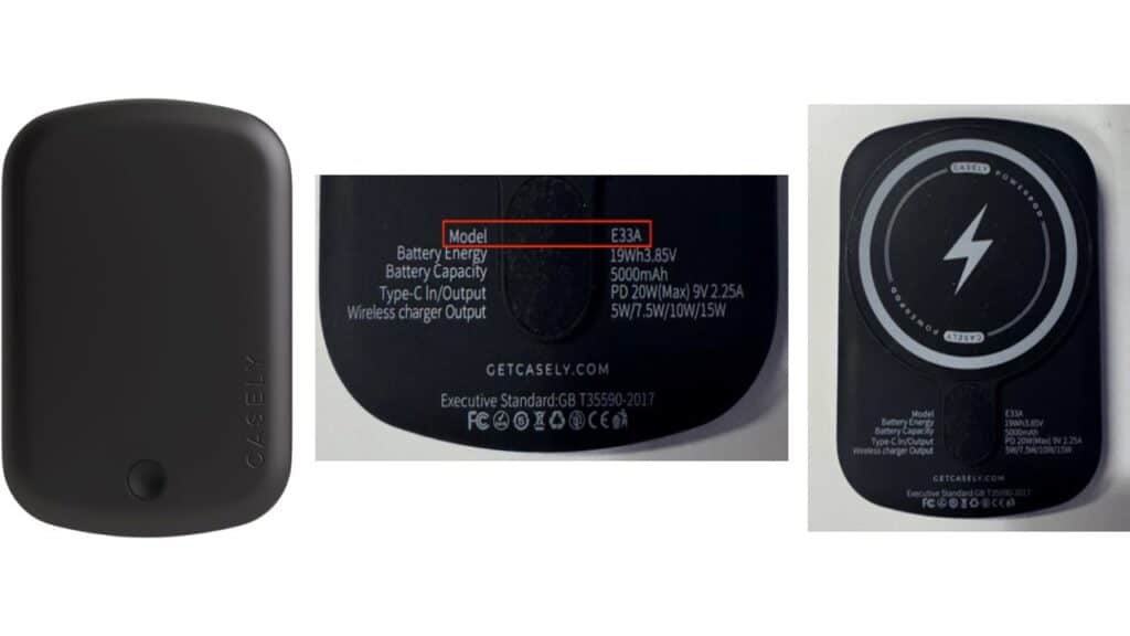 Casely Wireless Portable Power Banks (Model E33A)