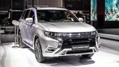 metallic silver new Mitsubishi Outlander PHEV EV S-AWC at Geneva International Motor Show
