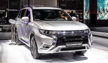 metallic silver new Mitsubishi Outlander PHEV EV S-AWC at Geneva International Motor Show